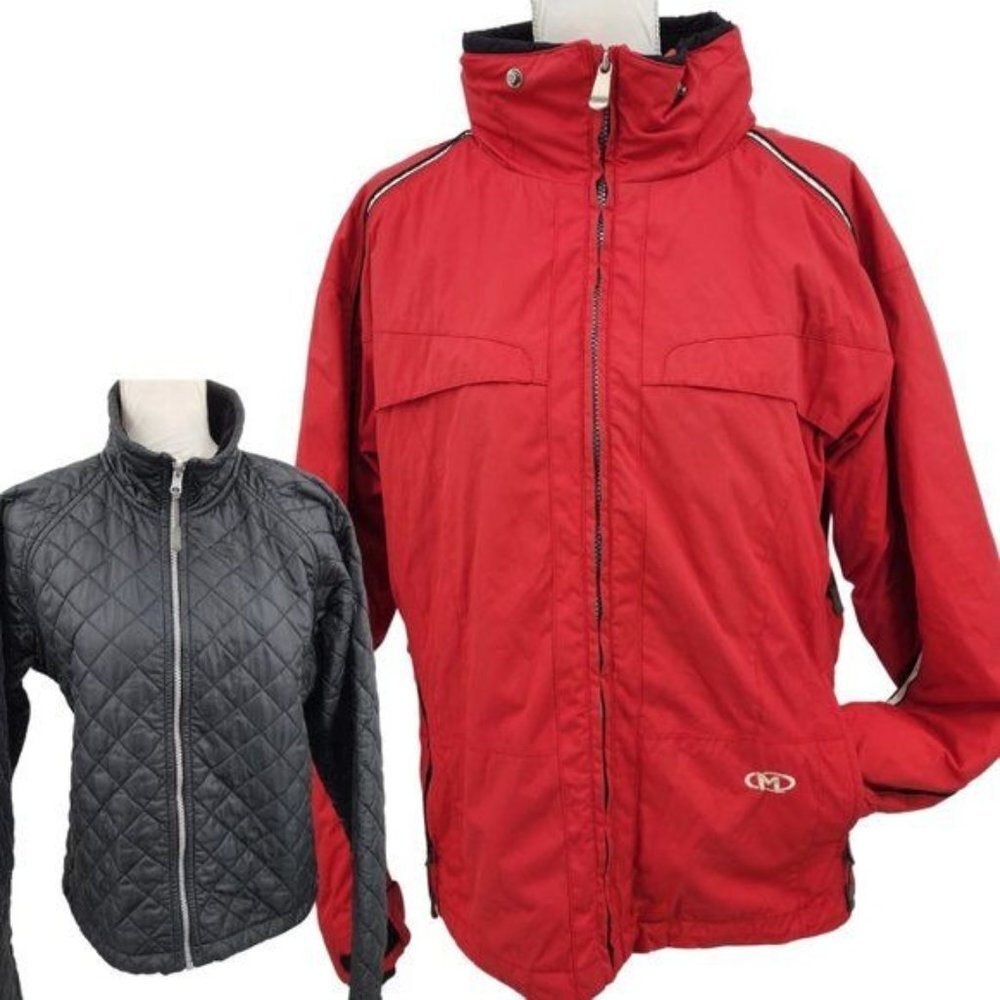 MARKER Vintage Ladies Red 3 In 1 Ski Jacket Parka Size 12 EUC